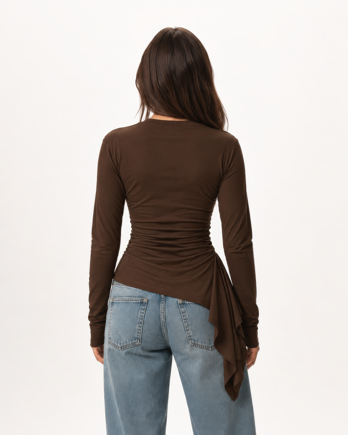 Long sleeve ruched T-shirt