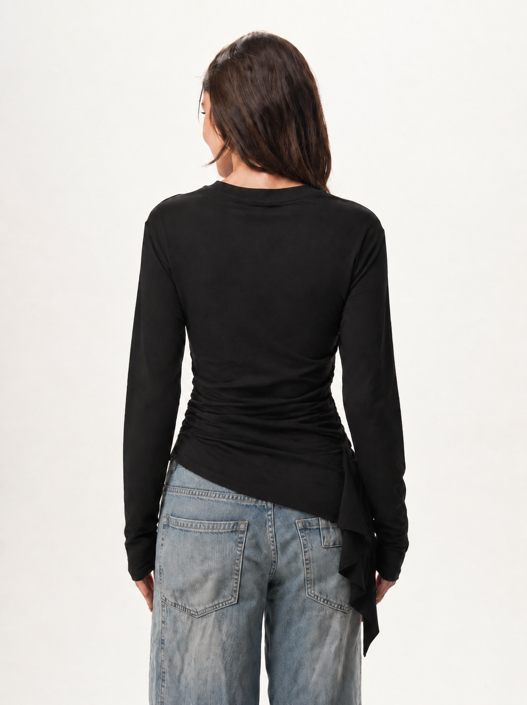 Long sleeve ruched T-shirt