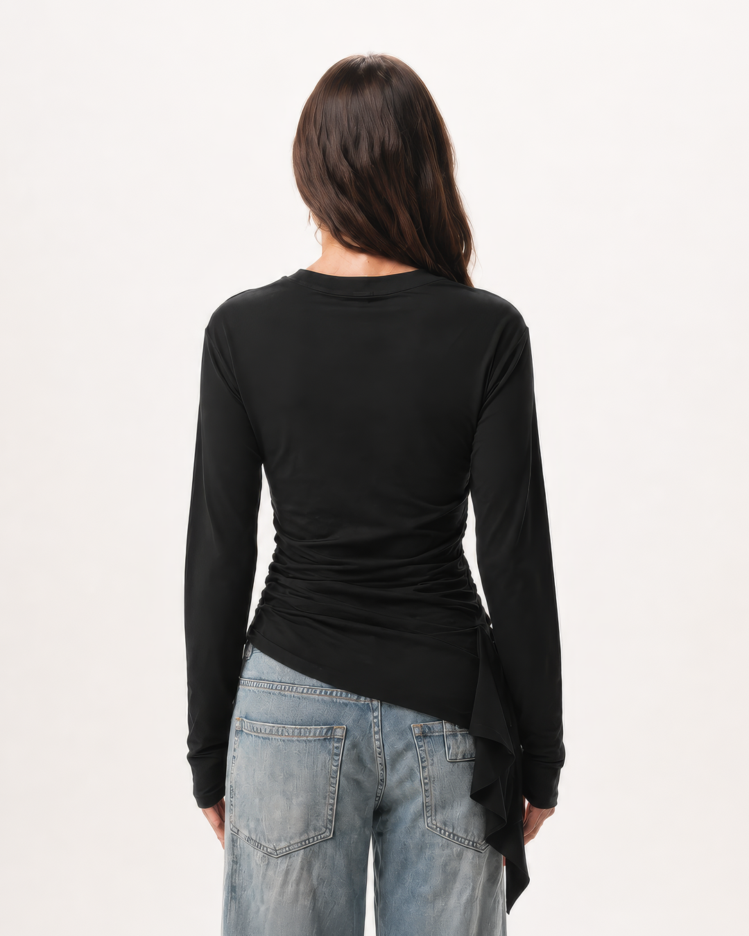 Long sleeve ruched T-shirt
