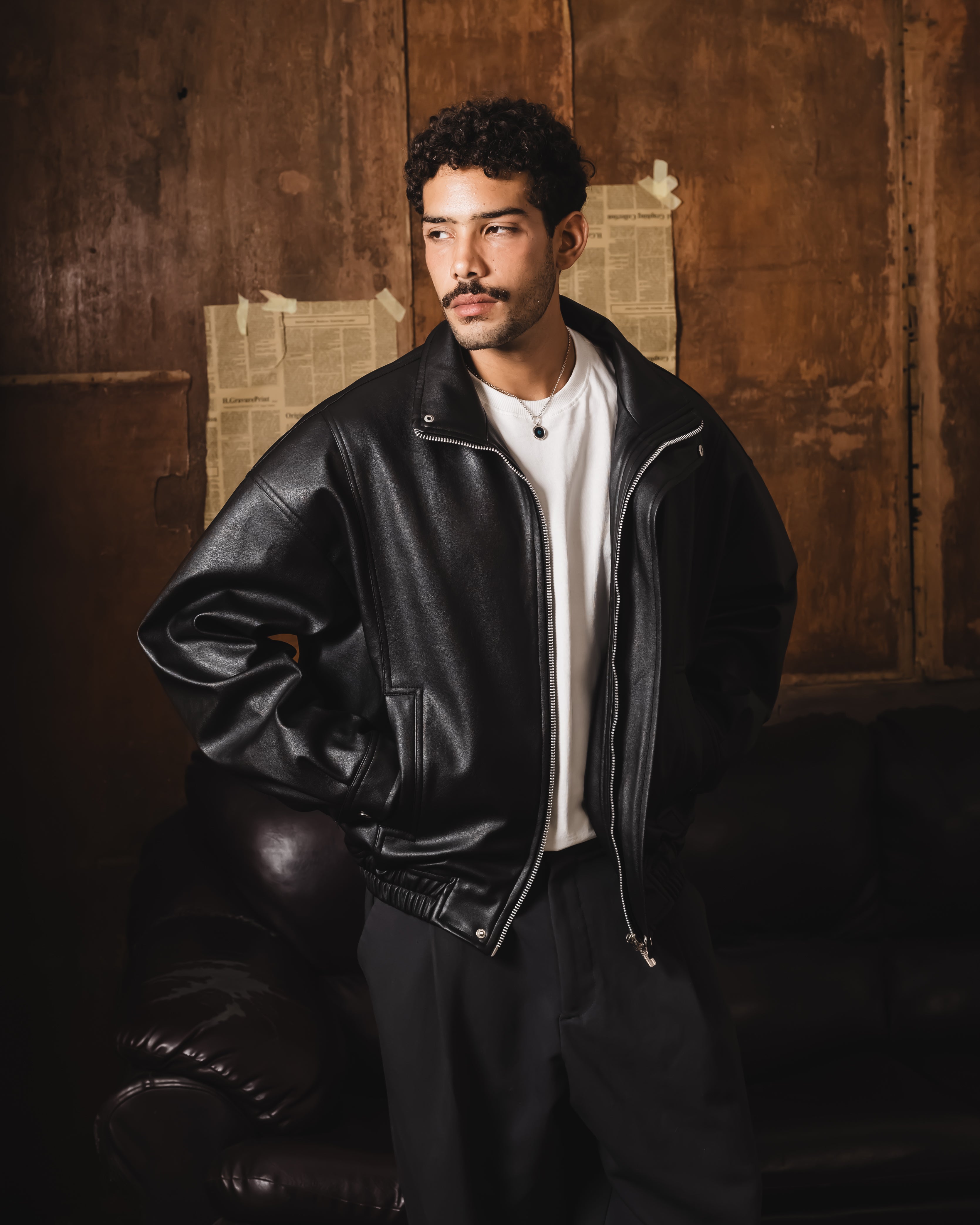 Black Vintage Leather jacket – Star Nine