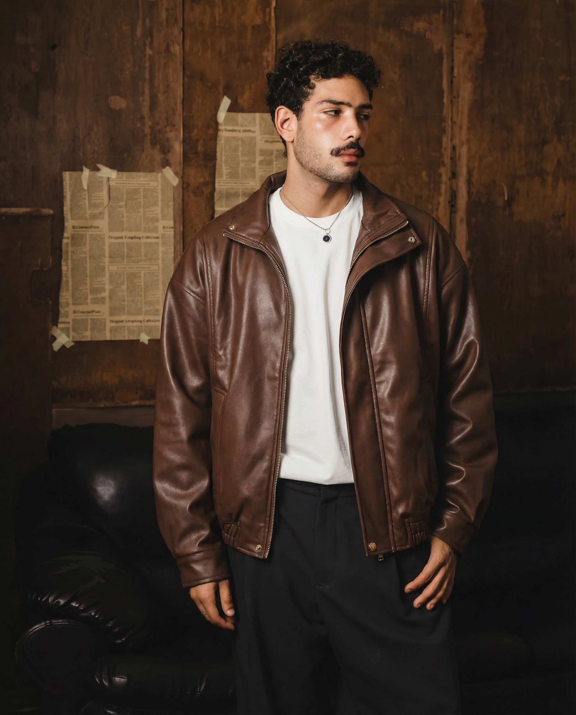 Brown leather jackets