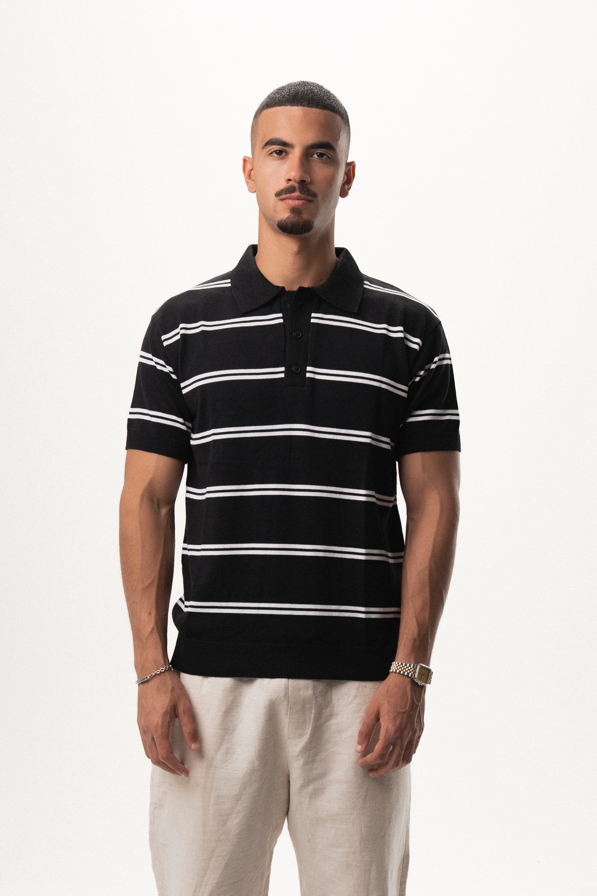 Striped Knit Polo