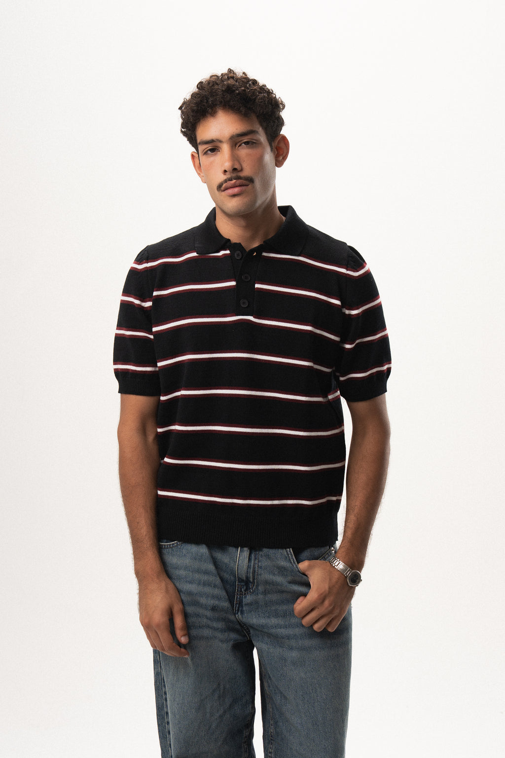 Striped Knit Polo