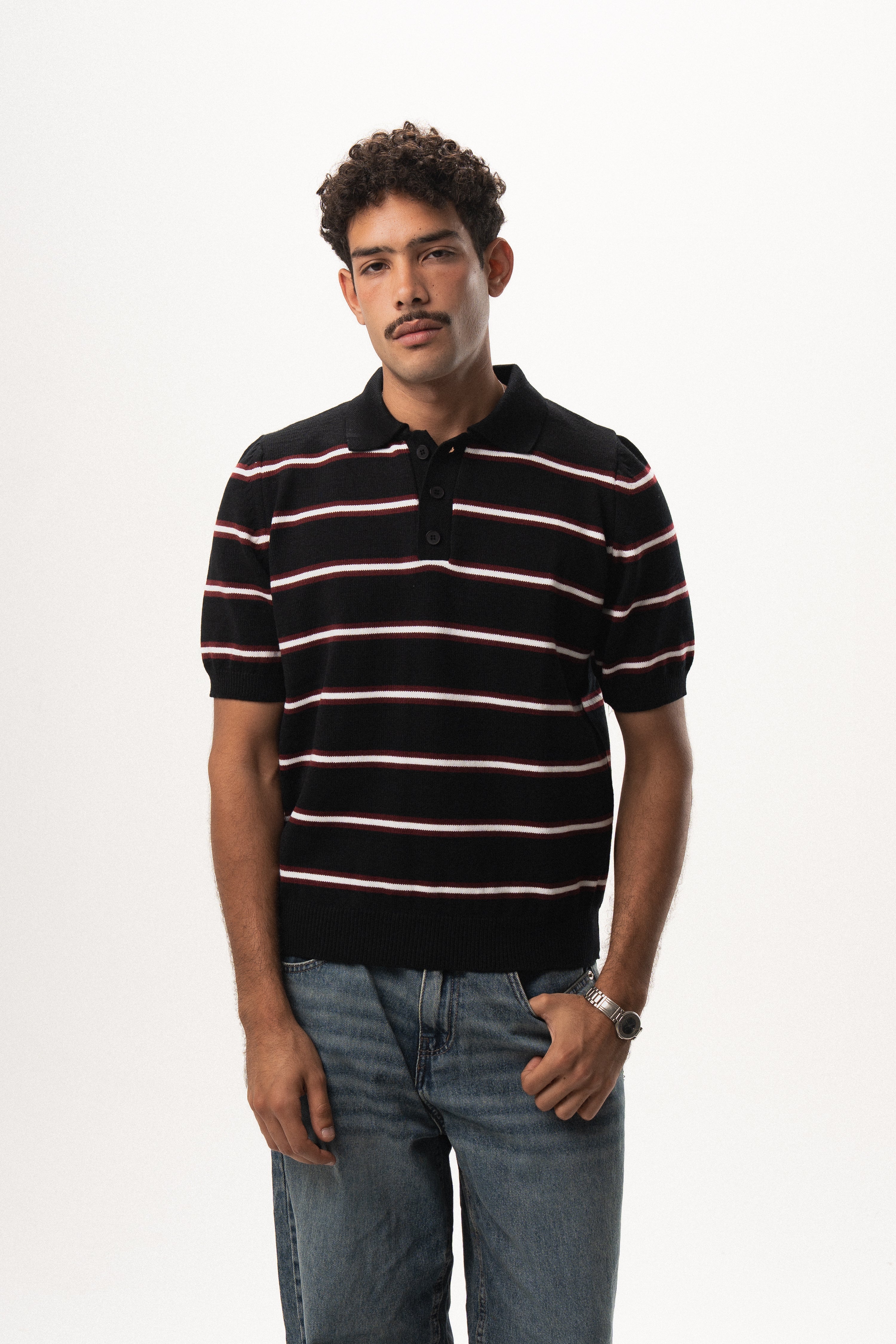 Striped Knit Polo