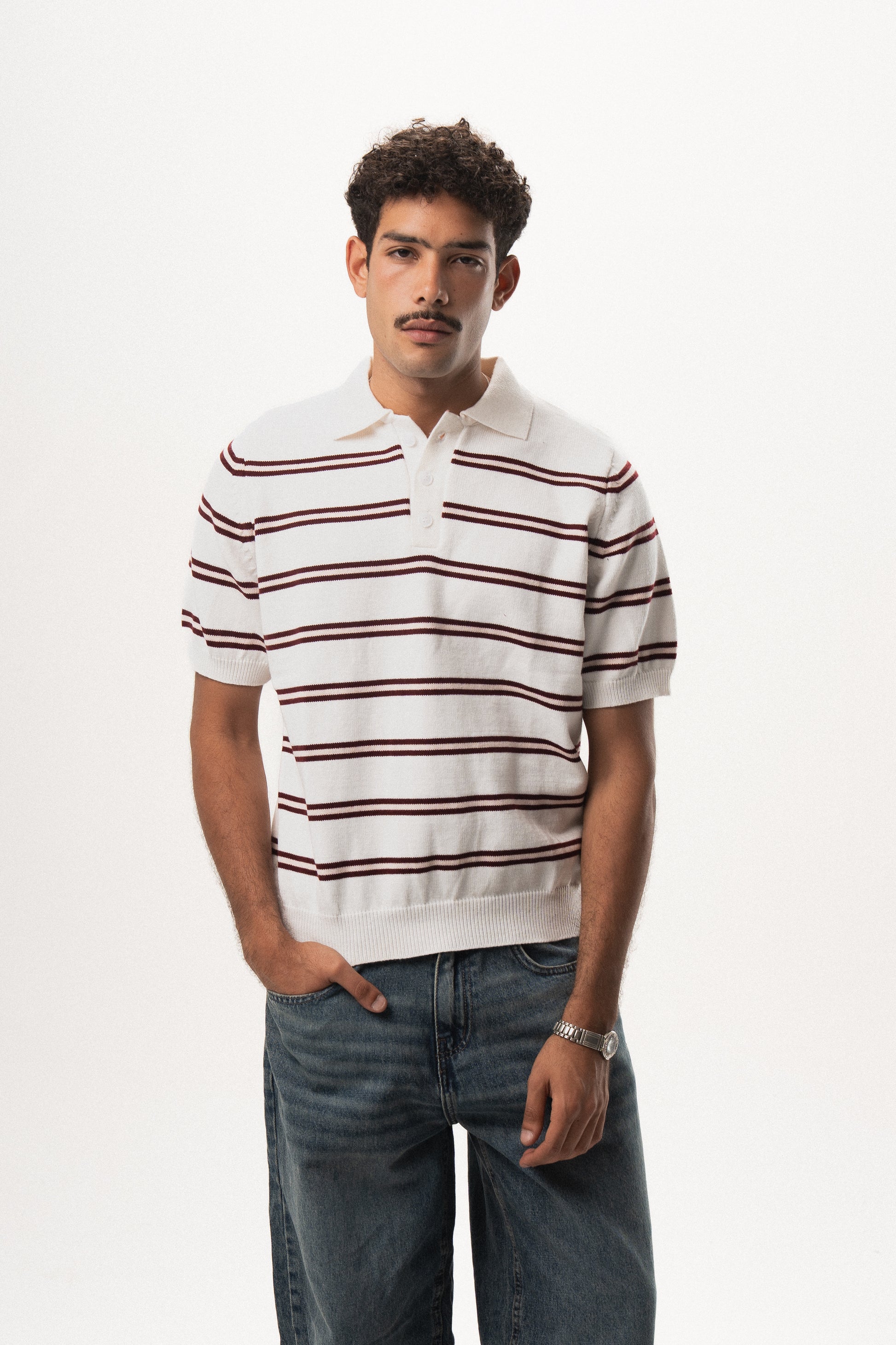 Striped Knit Polo