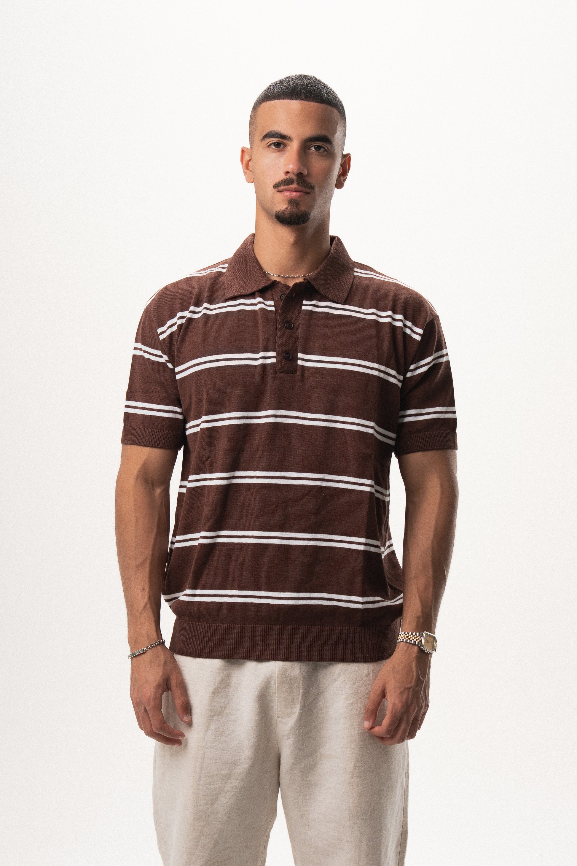 Striped Knit Polo