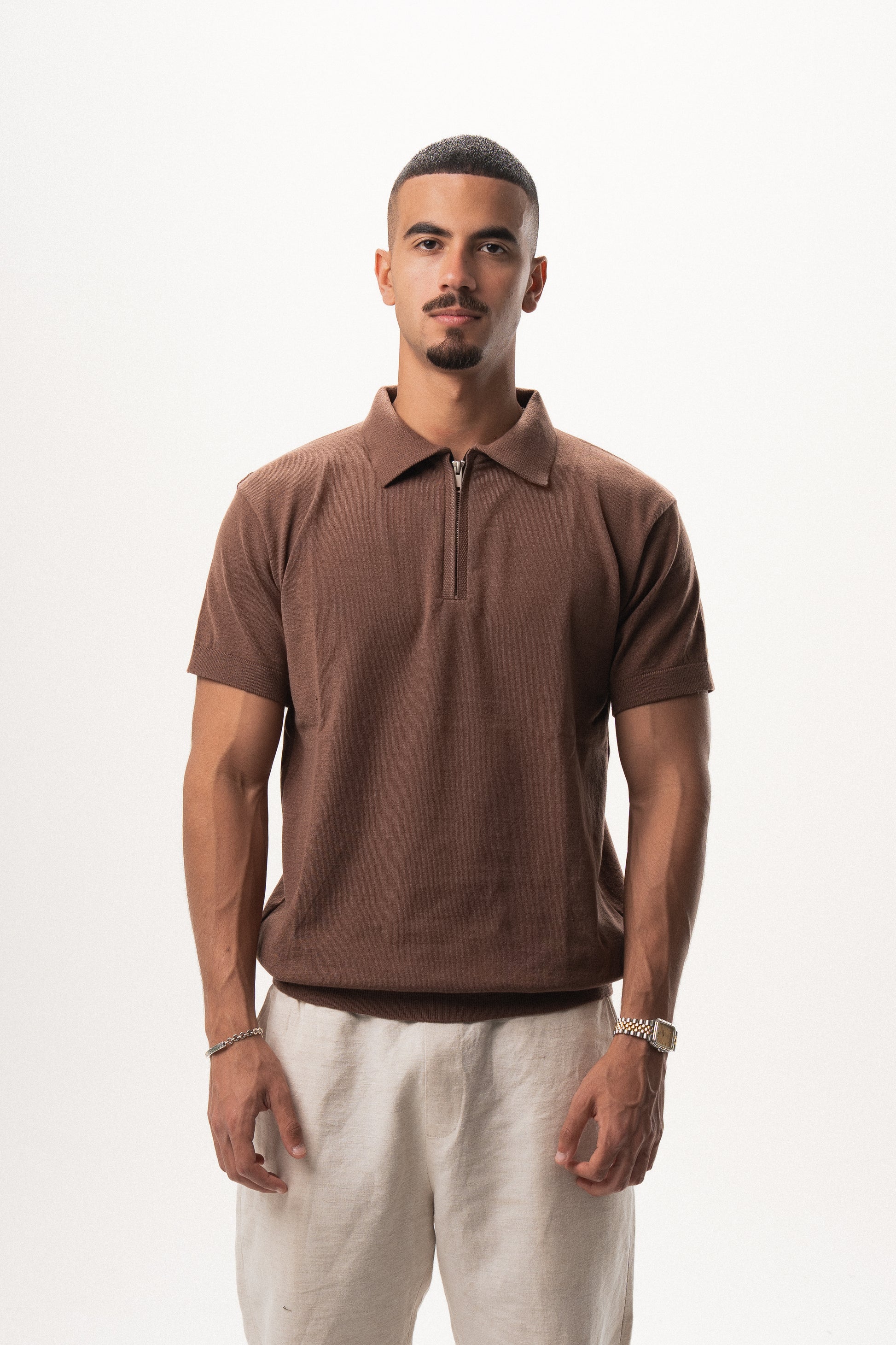 Knit Half Zip Polo